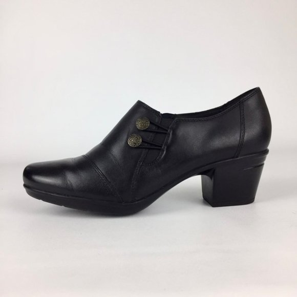 Clarks Emslie Warren Black Button Zip Ankle Bootie 9.5 - Picture 6 of 16